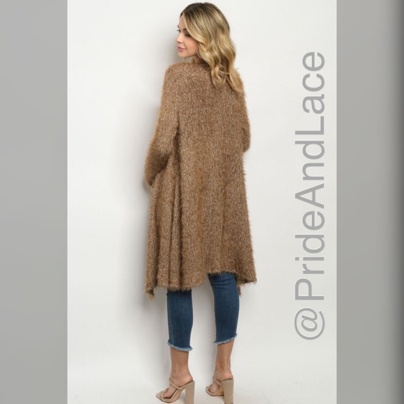LAST 1️⃣ 🍂🍁Mocha/Olive Furry Cardigan🍁🍂 - Picture 2 of 4
